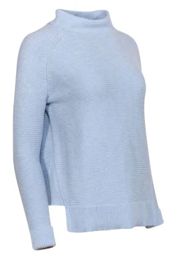 Kinross - Baby Blue Cotton Knit Mockneck Turtleneck Sweater Sz XS