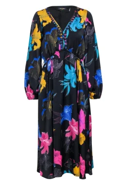 Kobi Halperin - Black & Multicolor Floral Maxi Dress Sz S