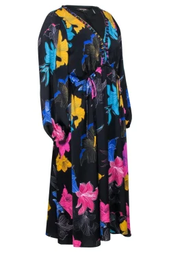 Kobi Halperin - Black & Multicolor Floral Maxi Dress Sz S