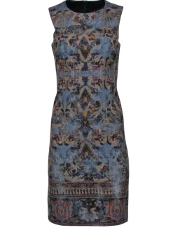Kobi Halperin - Blue & Gold Printed Shift Dress Sz 0