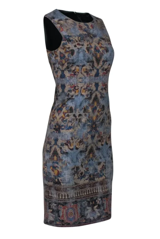 Kobi Halperin - Blue & Gold Printed Shift Dress Sz 0