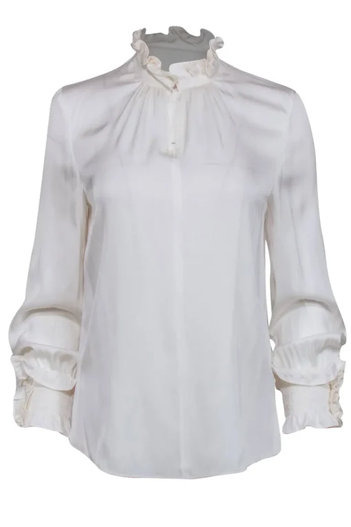 Kobi Halperin - Ivory Silk Long Sleeve Blouse Sz S