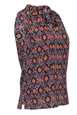 Kobi Halperin - Orange & Black Patterned Silk "Eva" Blouse Sz XS