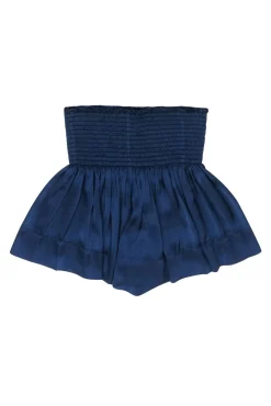Koch - Navy Satin Smocked Waist Short Sz S