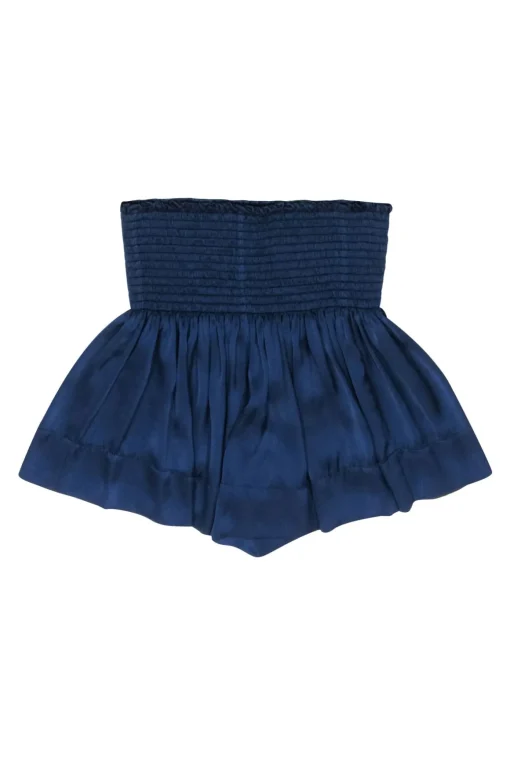 Koch - Navy Satin Smocked Waist Short Sz S