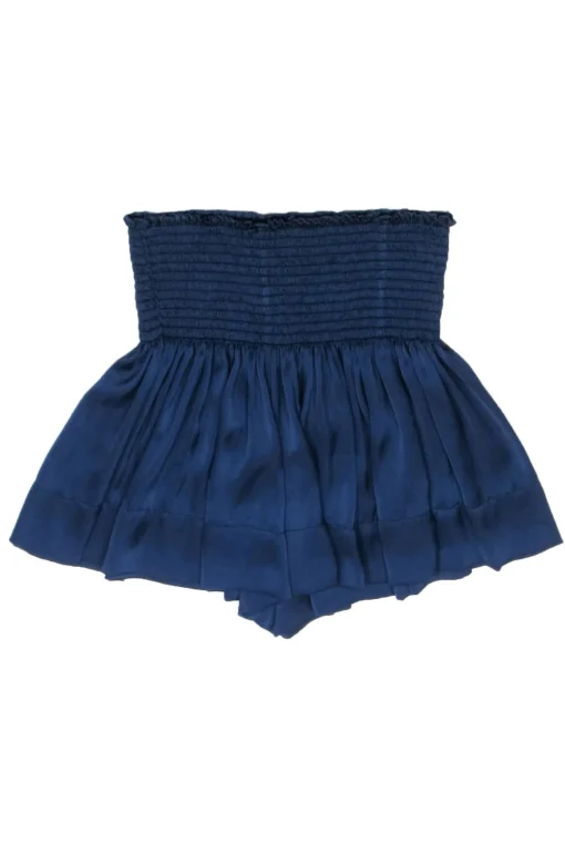 Koch - Navy Satin Smocked Waist Short Sz S