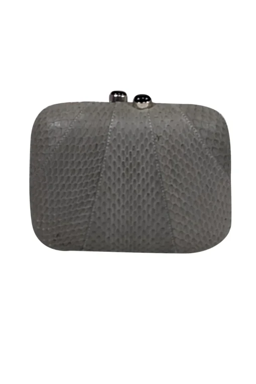 Kotur - Grey Textured Snakeskin Mini Clutch