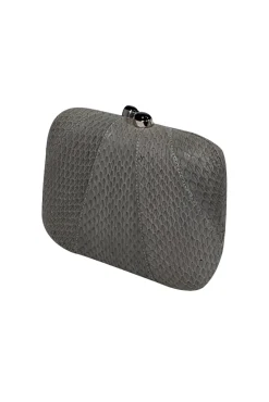 Kotur - Grey Textured Snakeskin Mini Clutch