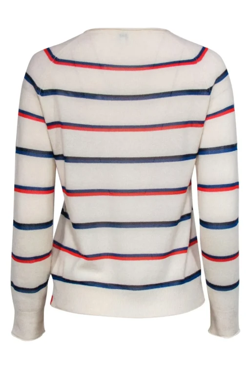 Kule - Ivory, Orange & Blue Striped Cashmere Blend Sweater Sz XS
