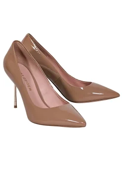 Kurt Geiger - Beige Patent Leather Pointed Toe Pumps Sz 7.5