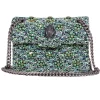 Kurt Geiger - Mint & Navy Tweed Crossbody w/ Flower Embellishments