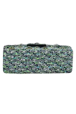 Kurt Geiger - Mint & Navy Tweed Crossbody w/ Flower Embellishments