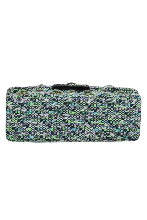 Kurt Geiger - Mint & Navy Tweed Crossbody w/ Flower Embellishments