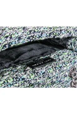 Kurt Geiger - Mint & Navy Tweed Crossbody w/ Flower Embellishments