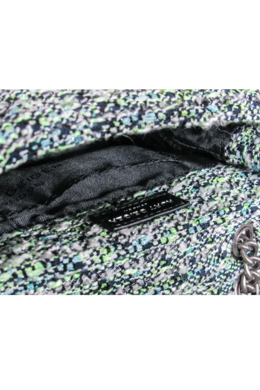 Kurt Geiger - Mint & Navy Tweed Crossbody w/ Flower Embellishments