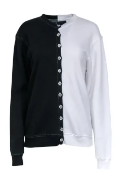 La Datresse - Black & White Split Button Down Cardigan Sz XS