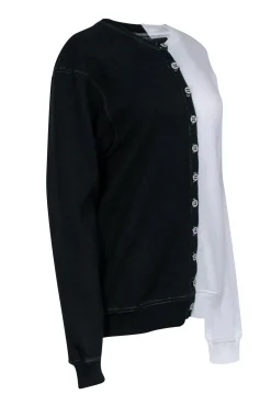 La Datresse - Black & White Split Button Down Cardigan Sz XS