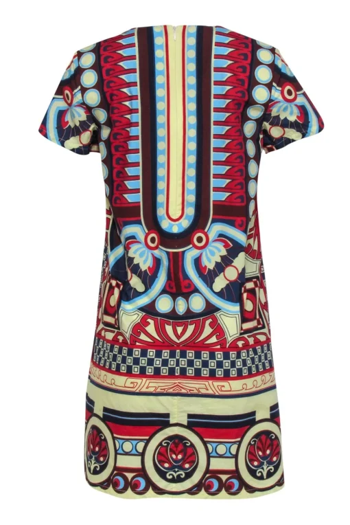 La DoubleJ - Cream Multi Color Geometric Print Mini Swing Dress Sz S
