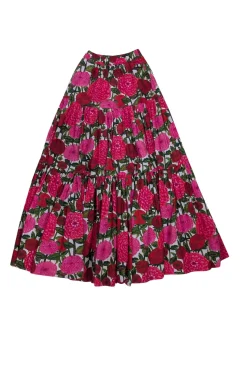 La DoubleJ - Pink, Red, White, & Green Floral Maxi Skirt Sz S