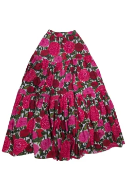 La DoubleJ - Pink, Red, White, & Green Floral Maxi Skirt Sz S