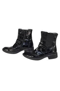 La Perla - Black Patent Textured Short Boots Sz 6