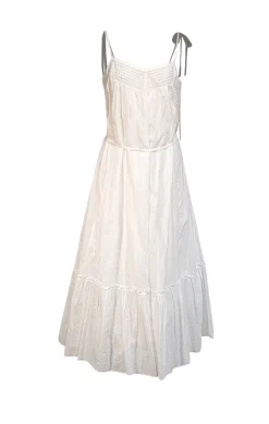 La Vie Rebecca Taylor - White Clip Dot Cotton Midi Dress Sz M
