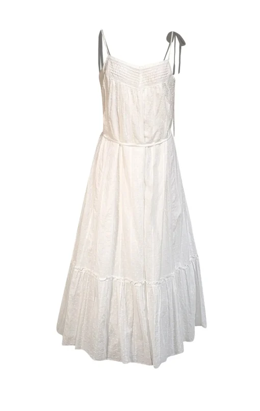 La Vie Rebecca Taylor - White Clip Dot Cotton Midi Dress Sz M