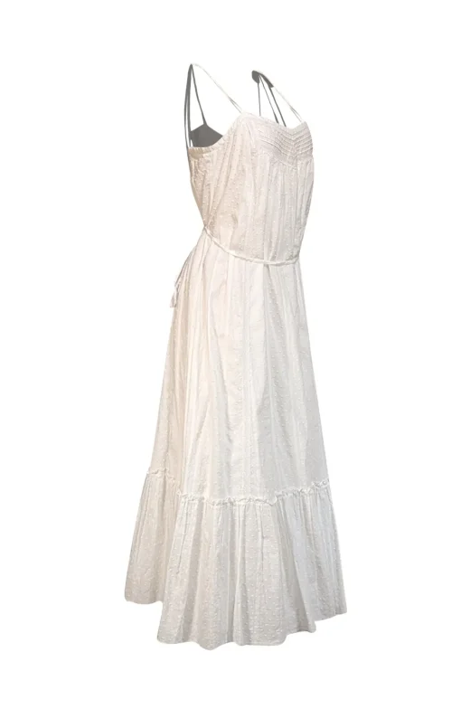 La Vie Rebecca Taylor - White Clip Dot Cotton Midi Dress Sz M
