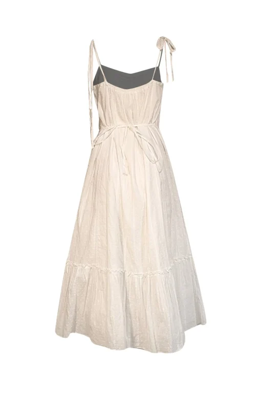 La Vie Rebecca Taylor - White Clip Dot Cotton Midi Dress Sz M