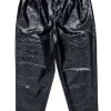 L'Acadamie - Black Faux Patent Leather Crinkle Pants Sz L