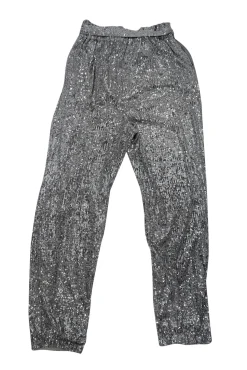 L'Acadamie - Silver Sequin Paper Bag Waist Pants Sz M