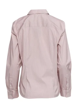 Lafayette 148 - Beige & White Striped Button-Up Long Sleeve Blouse Sz 10