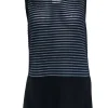 Lafayette 148 - Black Ribbed Tank Top w/ Sheer Gray Stripes Sz S