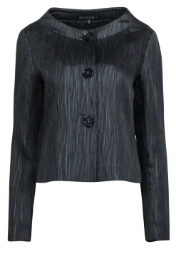 Lafayette 148 - Black Textured Collarless Blazer Sz 6