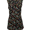 Lafayette 148 - Black w/ Multicolor Floral Print Twist Front Blouse Sz 16