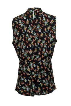 Lafayette 148 - Black w/ Multicolor Floral Print Twist Front Blouse Sz 16