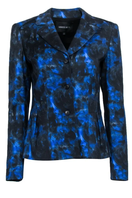 Lafayette 148 - Blue & Black Swirl Print Sz 2
