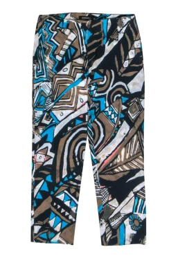 Lafayette 148 - Blue, Brown & White Printed Cropped Pants Sz 2