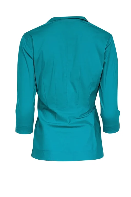 Lafayette 148 - Blue Cropped Sleeve Button Down Top Sz 0