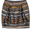 Lafayette 148 - Brown & Orange Metallic Striped Midi Skirt Sz 8