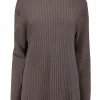 Lafayette 148 - Brown Ribbed Cashmere Turtleneck Sweater Sz XL