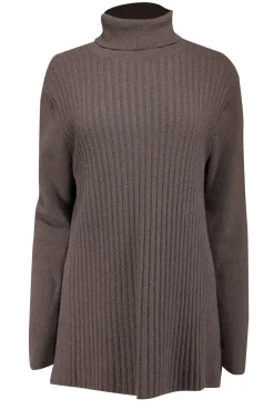 Lafayette 148 - Brown Ribbed Cashmere Turtleneck Sweater Sz XL