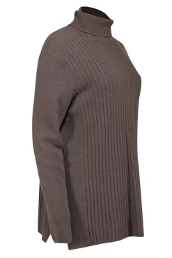 Lafayette 148 - Brown Ribbed Cashmere Turtleneck Sweater Sz XL