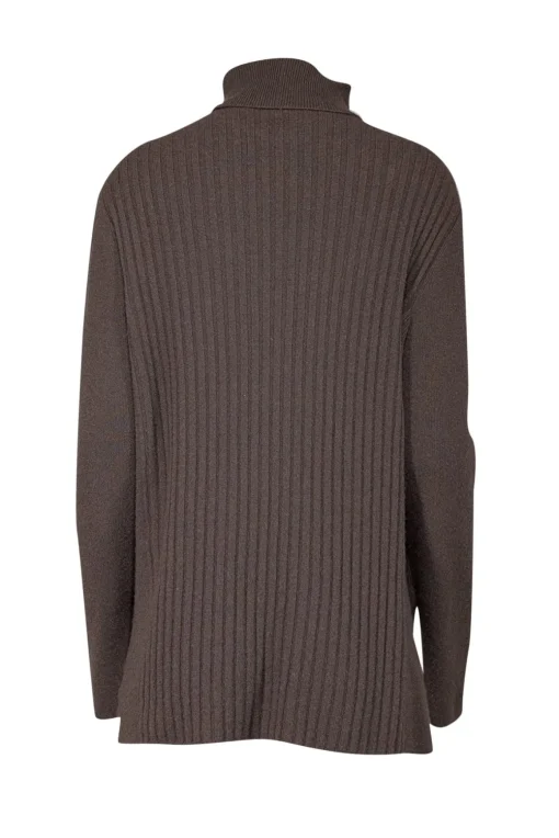 Lafayette 148 - Brown Ribbed Cashmere Turtleneck Sweater Sz XL