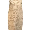 Lafayette 148 - Cream & Taupe Zebra Pattern Sleeveless Boat Neck Dress Sz 6