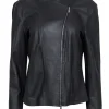 Lafayette 148 - Dark Brown Leather Collarless Jacket Sz 12