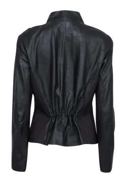 Lafayette 148 - Dark Brown Leather Collarless Jacket Sz 12