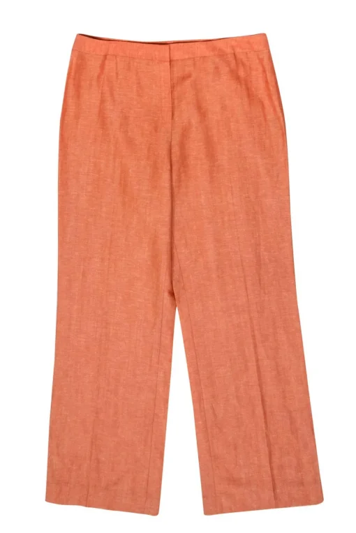 Lafayette 148 - Light Orange Linen Blend Wide Leg Trousers Sz 16