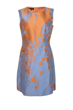 Lafayette 148 - Orange & Blue Sleeveless Cocktail Dress Sz 10