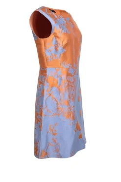 Lafayette 148 - Orange & Blue Sleeveless Cocktail Dress Sz 10